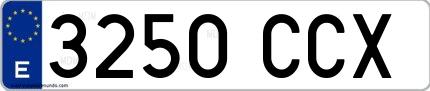 Ejemplo de matrícula española 3250 CCX