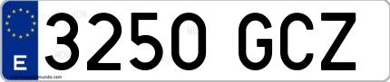 Ejemplo de matrícula española 3250 GCZ