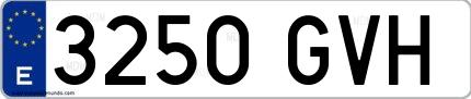 Ejemplo de matrícula española 3250 GVH