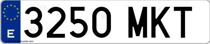 Ejemplo de matrícula española 3250 MKT