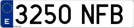 Ejemplo de matrícula española 3250 NFB