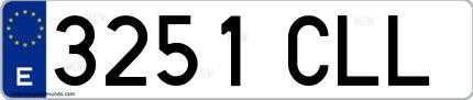 Ejemplo de matrícula española 3251 CLL