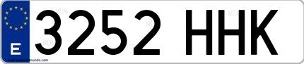 Ejemplo de matrícula española 3252 HHK