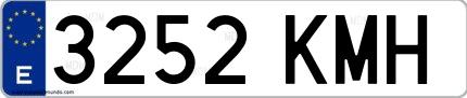 Ejemplo de matrícula española 3252 KMH