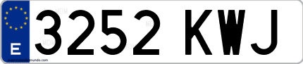 Ejemplo de matrícula de coche ordinaria 3252 KWJ