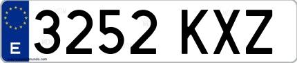 Ejemplo de matrícula española 3252 KXZ