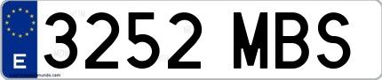 Ejemplo de matrícula española 3252 MBS