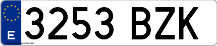 Ejemplo de matrícula de coche ordinaria 3253 BZK