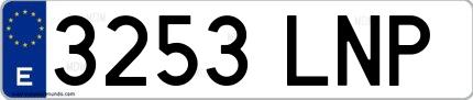 Ejemplo de matrícula española 3253 LNP