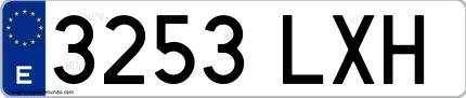 Ejemplo de matrícula española 3253 LXH