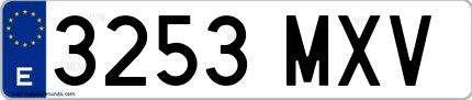 Ejemplo de matrícula española 3253 MXV