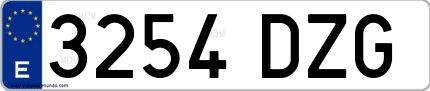 Ejemplo de matrícula española 3254 DZG