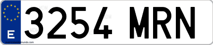 Ejemplo de matrícula de coche ordinaria 3254 MRN