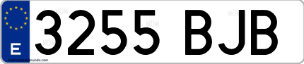 Ejemplo de matrícula de coche ordinaria 3255 BJB