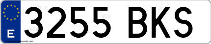 Ejemplo de matrícula de coche ordinaria 3255 BKS