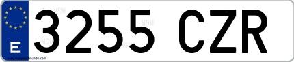 Ejemplo de matrícula española 3255 CZR