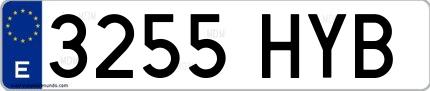 Ejemplo de matrícula española 3255 HYB