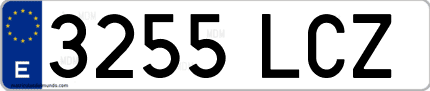 Ejemplo de matrícula de coche ordinaria 3255 LCZ