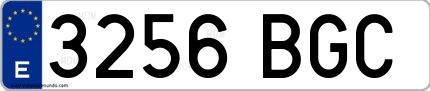 Ejemplo de matrícula española 3256 BGC