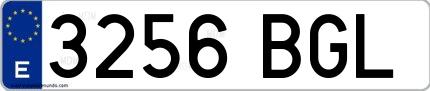 Ejemplo de matrícula española 3256 BGL
