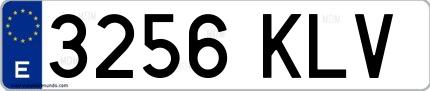 Ejemplo de matrícula española 3256 KLV