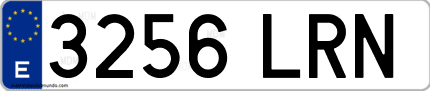 Ejemplo de matrícula de coche ordinaria 3256 LRN