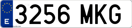 Ejemplo de matrícula de coche ordinaria 3256 MKG