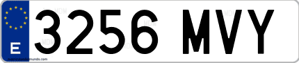 Ejemplo de matrícula de coche ordinaria 3256 MVY