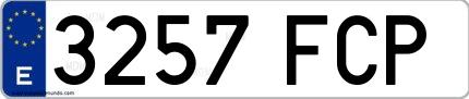 Ejemplo de matrícula española 3257 FCP