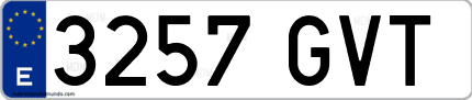 Ejemplo de matrícula de coche ordinaria 3257 GVT