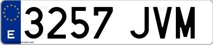 Ejemplo de matrícula española 3257 JVM