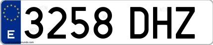 Ejemplo de matrícula española 3258 DHZ