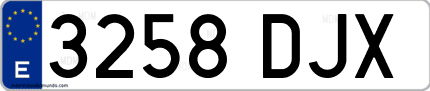 Ejemplo de matrícula de coche ordinaria 3258 DJX