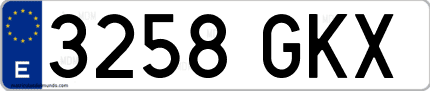 Ejemplo de matrícula de coche ordinaria 3258 GKX