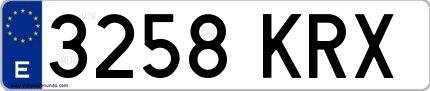 Ejemplo de matrícula española 3258 KRX