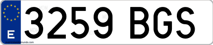 Ejemplo de matrícula de coche ordinaria 3259 BGS