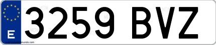Ejemplo de matrícula española 3259 BVZ