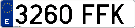 Ejemplo de matrícula de coche ordinaria 3260 FFK