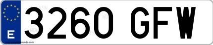 Ejemplo de matrícula española 3260 GFW
