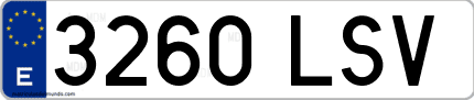 Ejemplo de matrícula de coche ordinaria 3260 LSV