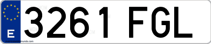 Ejemplo de matrícula de coche ordinaria 3261 FGL