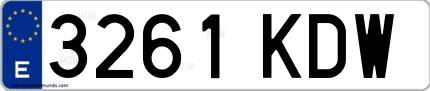 Ejemplo de matrícula española 3261 KDW