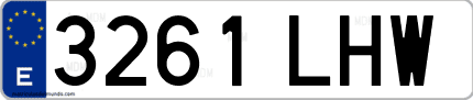 Ejemplo de matrícula de coche ordinaria 3261 LHW