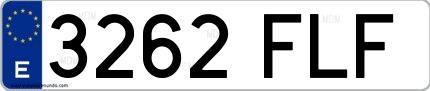 Ejemplo de matrícula española 3262 FLF