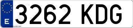 Ejemplo de matrícula española 3262 KDG