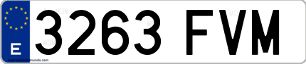 Ejemplo de matrícula de coche ordinaria 3263 FVM