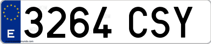 Ejemplo de matrícula de coche ordinaria 3264 CSY