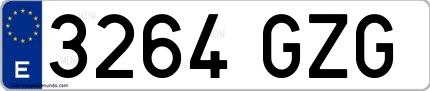 Ejemplo de matrícula española 3264 GZG
