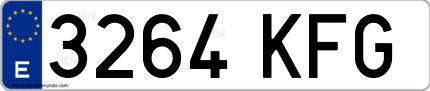 Ejemplo de matrícula de coche ordinaria 3264 KFG