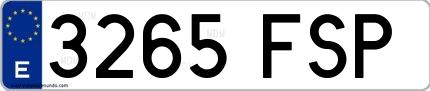 Ejemplo de matrícula española 3265 FSP